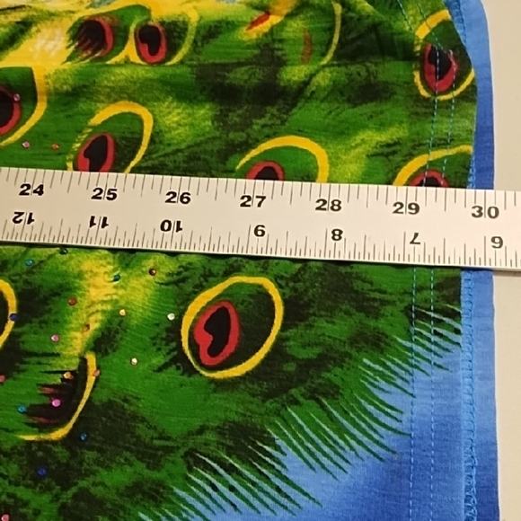 Lightweight Stretchy Peacock Print Blue Women's coverup Lounge Top - Picture 6 of 11